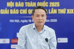 Nguyen Duc Loi, Permanent Vice Chairman of the VJA and Head of the Preliminary Judging Panel, speaks at the press briefing. (Photo: VNA)