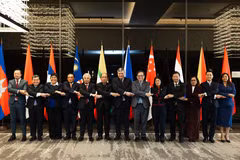 Deputy foreign ministers and senior officials of the 11 ASEAN member states and Russia pose for a group photo. (Photo: Ministry of Foreign Affairs)