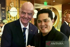 PSSI Chairman Erick Thohir (right) meets with FIFA President Gianni Infantino at the FIFA Executive Football Summit 2025 in Miami, the United States. (Photo: ANTARA) 