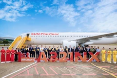 The welcome ceremony for the first aircraft of Sun Phu QuocAirways at Phu Quoc International Airport (Photo: Sun Group) 