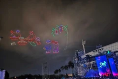 A drone performance on Hanoi sky (Photo: VNA)