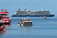 The cruise ship ‘Celebrity Solstice’ docks off the coast of Koh Samui with 2,852 passengers in January 2024. (Photo: bangkokpost.com)