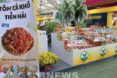 Products of Tien Hai Dried Shrimp and Fish in Vinh Long province on display at the fair. (Photo: VNA)
