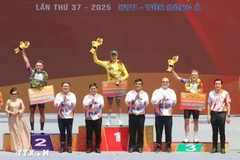 Mikhail Fokin wins yellow jersey at 2025 national HTV cycling cup (Photo: VNA)