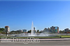 Nguyen Van Linh Square in Pho Hien Ward, the venue for the art performance and fireworks celebrating the 80th National Day. (Photo: baohungyen.vn)
