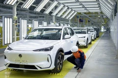 Proton Holdings Bhd e.MAS 7 EVs at the company's plant in Tanjung Malim, Perak, Malaysia. (Photo: bangkokpost.com) 
