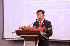 Vietnamese Ambassador to the Republic of Korea Vu Ho speaks at the forum.(Photo: VNA) 