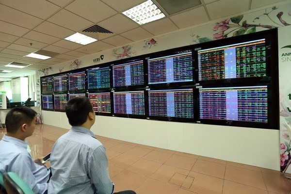 Investors at a trading floor of a company (Photo: VNA)