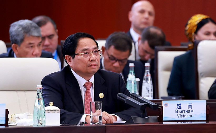 Prime Minister Pham Minh Chinh speaks at the 2025 expanded Shanghai Cooperation Organisation (SCO+) Summit. (Photo: VNA)