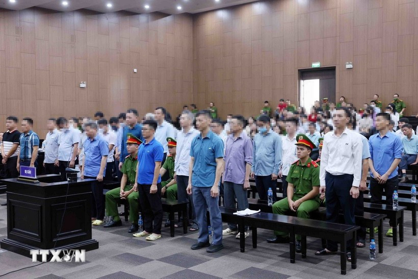 The defendants at the trial. (Photo: VNA)