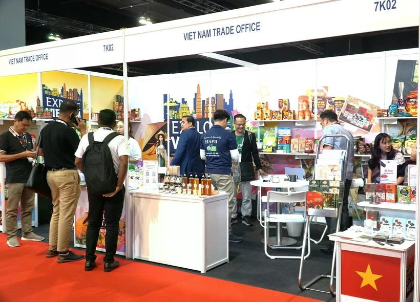 Booth of the Vietnam Trade Office in Malaysia at the 2024 International Halal Exhibition. (Photo: VNA)