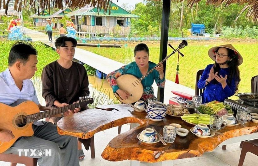 A don ca tai tu performance at the Canh Dong Cau Ba agricultural eco-tourism site, Ho Chi Minh City. (Photo: VNA)