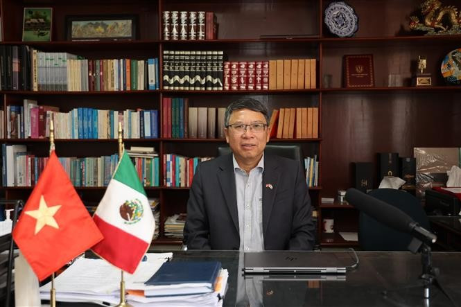 Vietnamese Ambassador to Mexico Nguyen Van Hai grants an interview to the Vietnam News Agency (VNA). (Photo: VNA) 