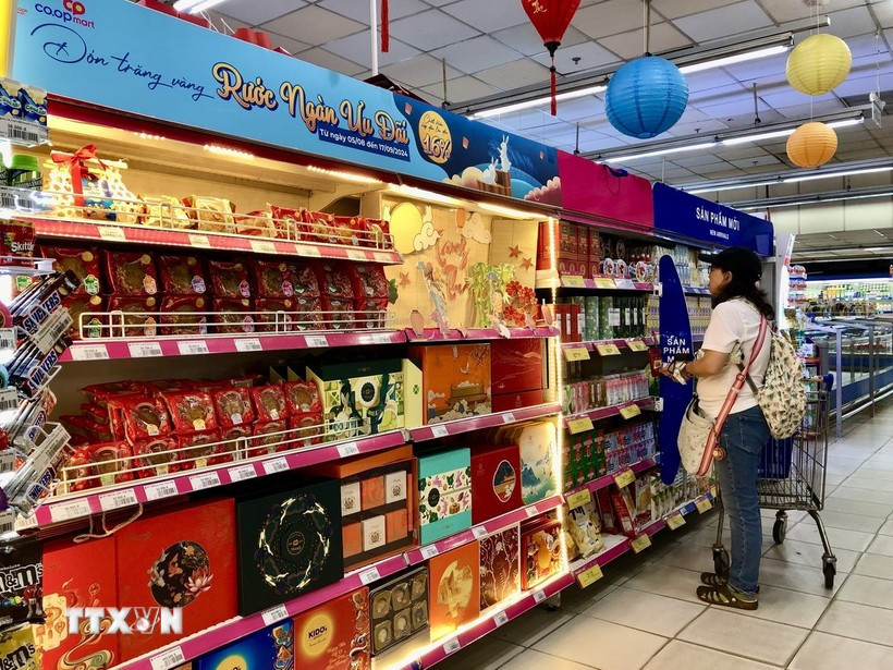 Customers shop at Nguyen Dinh Chieu Co.opmart supermarket in Ho Chi Minh City. (Photo: VNA)