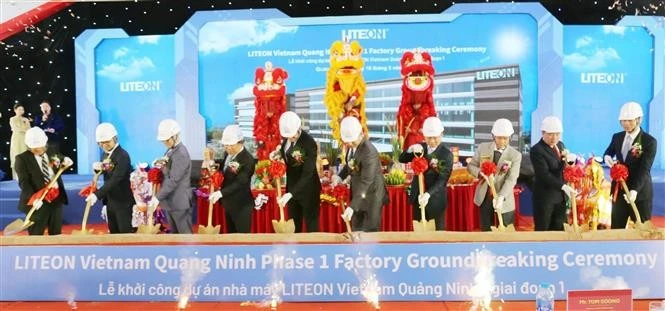 The groundbreaking ceremony for the first phase of the Lite-On Vietnam plant in Quang Ninh province. (Photo: VNA)