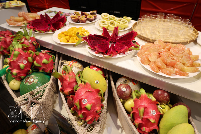 Fresh Vietnamese fruit products introduced to German consumers. (Photo: VNA)