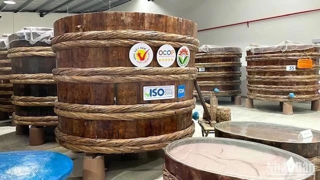 Fermentation barrels for fish sauce products at the traditional Le Gia fish sauce workshop. (Photo: Nhandan)