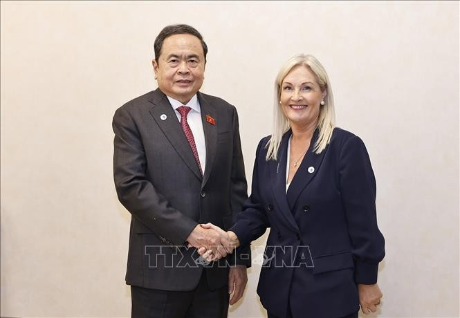 Chairman of the Vietnamese National Assembly Tran Thanh Man meets with Verona Murphy, Ceann Comhairle (Speaker) of Dáil Éireann - the lower house of the Oireachtas (parliament) of Ireland, July 29, 2025. (Photo: VNA)