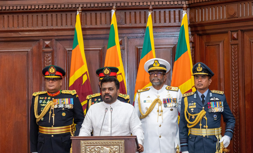 President of Sri Lanka Anura Kumara Dissanayake takes the oath of office in Colombo, September 23, 2024. (Photo: AA/VNA)