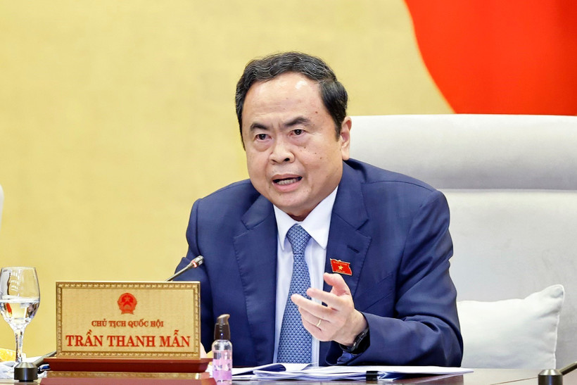Chairman of the National Assembly Tran Thanh Man addresses the meeting. (Photo: VNA)