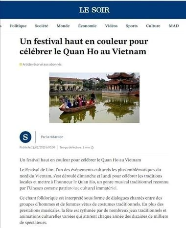 The Lim Festival is featured on Belgium's Le Soir. (Photo: VNA)