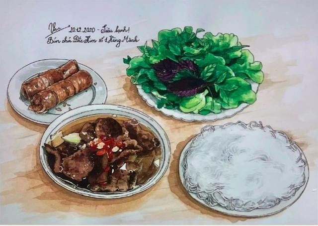 A painting by Thu Hang in the sketchbook project “Flavours of the Hanoi”.