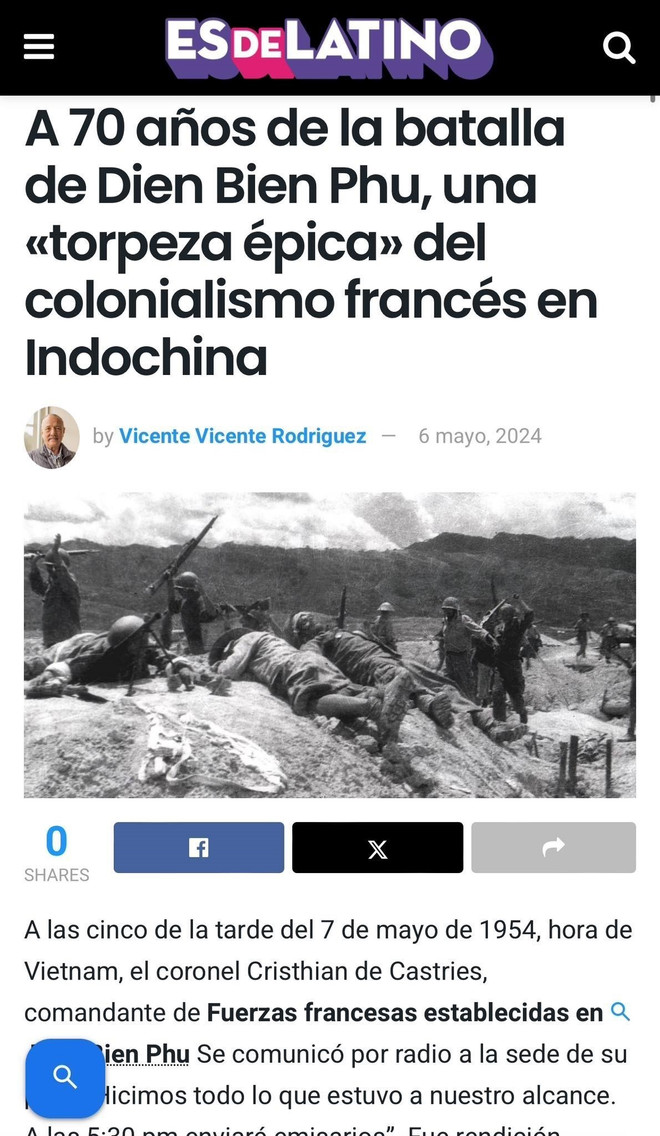 Es de Latino runs an article on Dien Bien Phu Victory (Photo: VNA) Spain.jpg