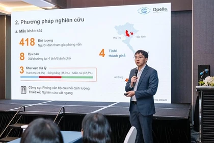 A representative of the Health Strategy and Policy Institute shares the results of a study titled “Assessment of Vietnam’s Readiness for Self-Care and Its Influence Factors”. (Photo courtesy of the organiser)