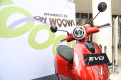 The VinFast Evo electric motorcycle on display at the event. (Photo courtesy of VinFast)