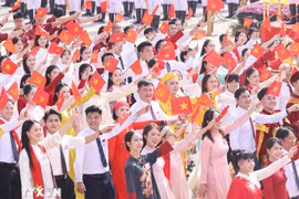 The culture and sports formation marches during the parade marking the 80th anniversary of National Day on September 2. (Photo: VNA)