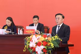 Politburo member and Permanent member of the Party Central Committee’s Secretariat Tran Cam Tu speaks at the press conference in Hanoi on January 14. (Photo: VNA)