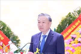 Party General Secretary To Lam speaks at the ceremony marking the 80th traditional day of Military Region 4’s armed forces in Nghe An province on October 12. (Photo: VNA) 