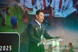 Indonesian Coordinating Minister for Infrastructure and Regional Development Agus Harimurti Yudhoyono delivers a speech at the Indonesia International Sustainability Forum 2025 in Jakarta on October 10, 2025. (Photo: ANTARA)