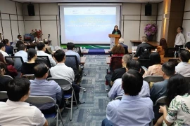 Cao Thi Phi Van, Deputy Director of the HCM City Investment and Trade Promotion Centre, speaks at the “New US Policies: Impacts on Trade and Investment” meeting on January 8 in HCM City. (Photo courtesy of ITPC)