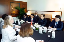 At the meeting between Vietnamese Minister of Foreign Affairs Le Hoai Trung and Australian Secretary of the Department of Foreign Affairs and Trade Jan Adams in Singapore on May 30 (Photo published by VNA)