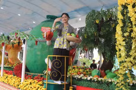 A parade float showcases a wide variety of Mekong Delta fruits at the 22nd Southern Fruit Festival in Ho Chi Minh City on May 31. (Photo: VNA)