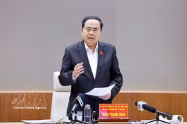 National Assembly (NA) Chairman Tran Thanh Man speaks at the working session with Hai Phong authorities. (Photo: VNA)