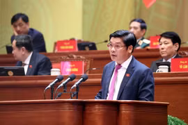 Nguyen Chi Tai, Deputy Secretary of the Hue Party Committee, delivers a presentation at the ongoing 14th National Party Congress on January 21. (Photo: VNA)