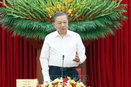 Party General Secretary To Lam speaks at the working session with the Party Committees of the Ministry of Foreign Affairs and relevant agencies on September 15 (Photo: VNA)