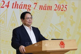 Prime Minister Pham Minh Chinh addresses the meeting of the National Civil Defence Steering Committee on July 24. (Photo: VNA)