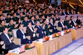 Party General Secretary To Lam, National Assembly Chairman Tran Thanh Man, and other leaders at the concert. (Photo: VNA)