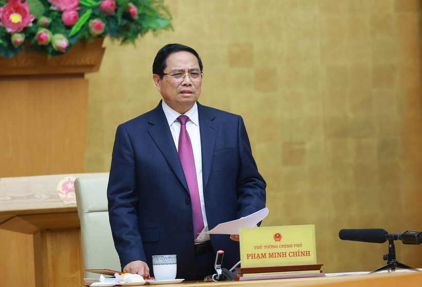 Prime Minister Pham Minh Chinh speaks at the 26th meeting of the National Steering Committee for Combating Illegal, Unreported and Unregulated (IUU) Fishing. (Photo: VNA)