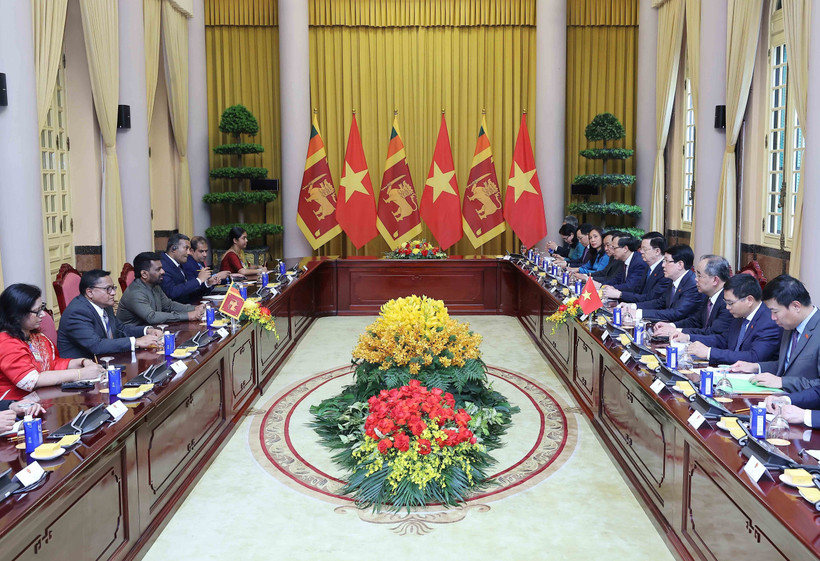 At the talks between State President Luong Cuong and Sri Lankan President Anura Kumara Dissanayaka. (Photo: VNA)