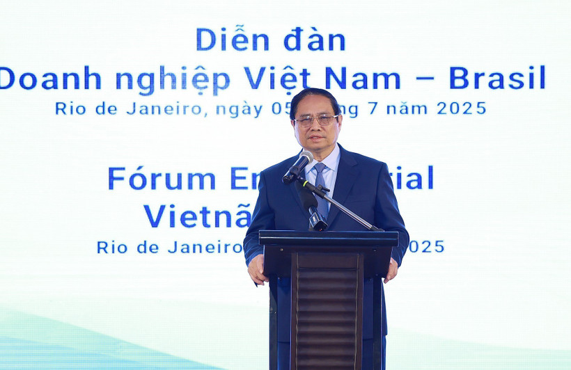 PM Pham Minh Chinh speaks at the Vietnam – Brazil Business Forum. (Photo: VNA)