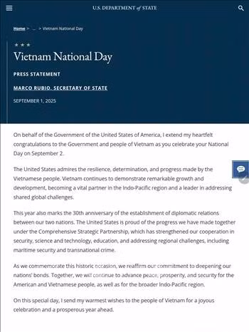 A screenshot of the press statement.