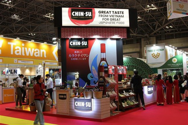 Products from Vietnamese companies exhibited at Foodex Japan 2023. (Photo: VNA)