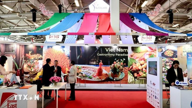 Part of Vietnam's pavillon at the IBT Berlin 2025. (Photo: VNA) quang-ba-du-lich-viet-nam-tai-itb-berlin.jpg