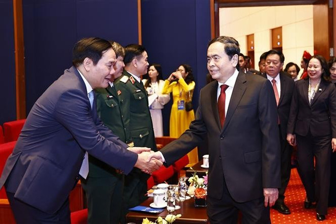 National Assembly Chairman Tran Thanh Man and delegates at the ceremony (Photo: VNA)