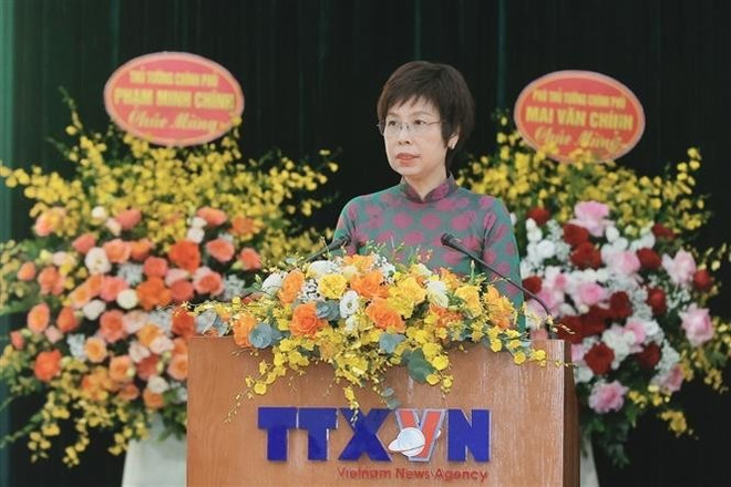 Secretary of the VNA Party Committee and VNA General Director Vu Viet Trang speaks at the congress (Photo: VNA) vna-potal-dai-hoi-dai-bieu-dang-bo-thong-tan-xa-viet-nam-lan-thu-27-nhiem-ky-2025-2030-8153457.jpg