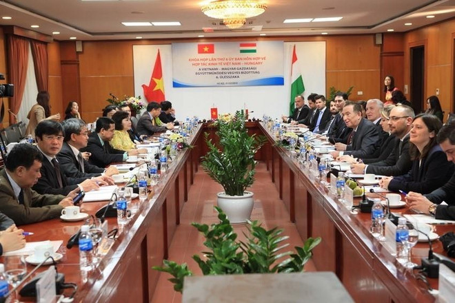 The 6th meeting of the Vietnam - Hungary Joint Committee on Economic Cooperation in Hanoi in March 2015. (Photo: VNA) 726-17-40-7.jpg